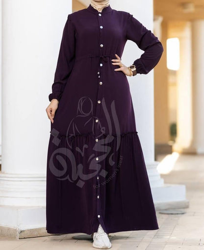 Stylish Dress with buttons and belt