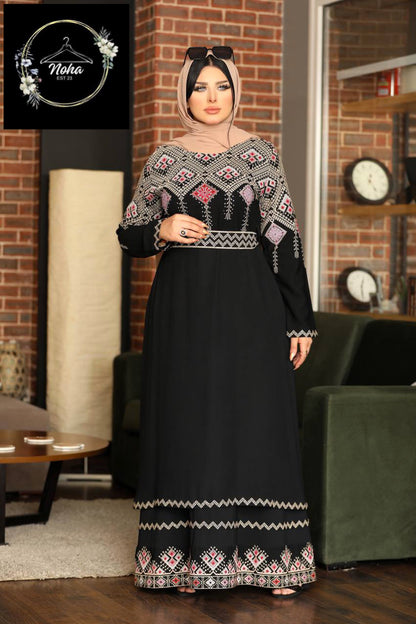 Palestinian Embroidered Thobe with Chiffon